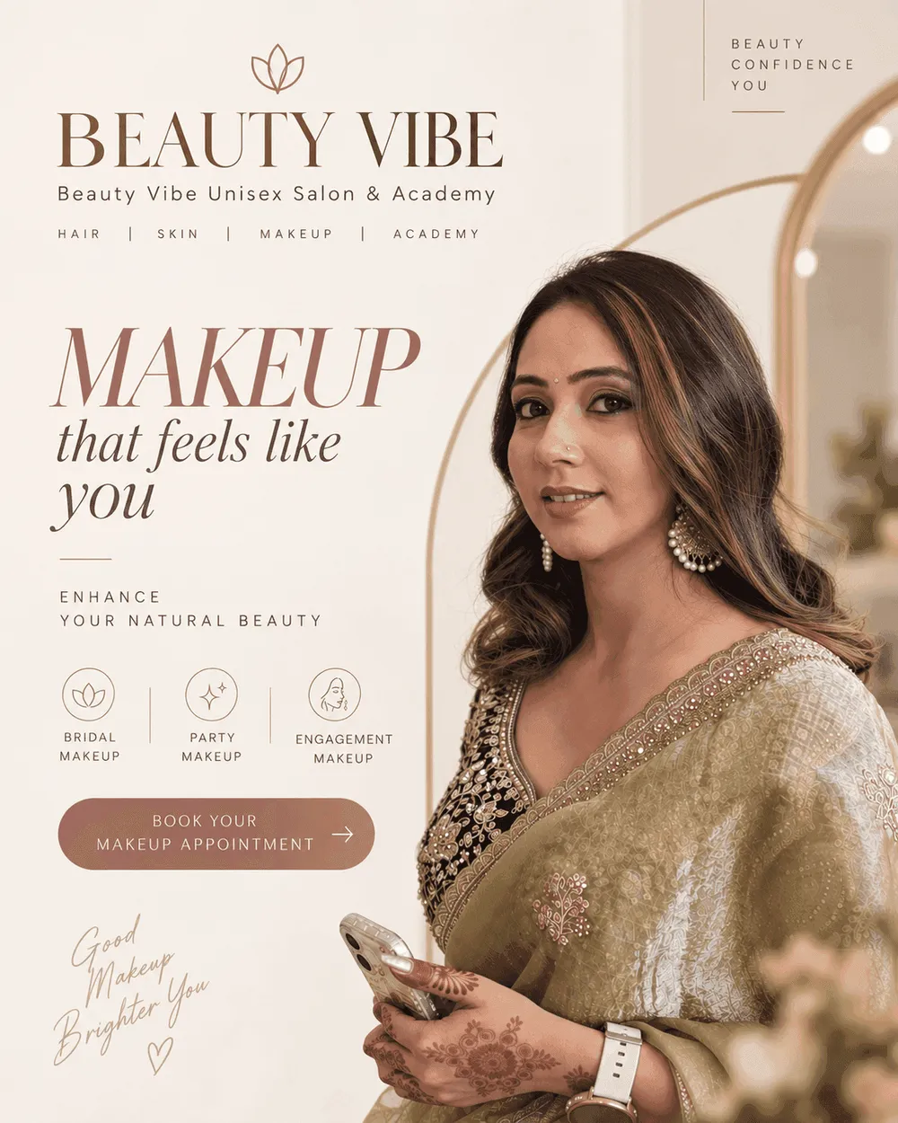 Bridal hairstyling and HD makeup by Neelam at Beauty Vibe Dehradun